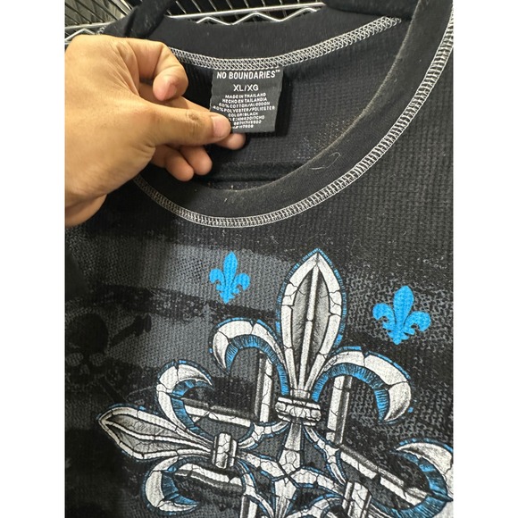 No Boundaries Skull & Cross Long Sleeve Thermal Graphic T-Shirt XL/XG - Picture 3 of 5